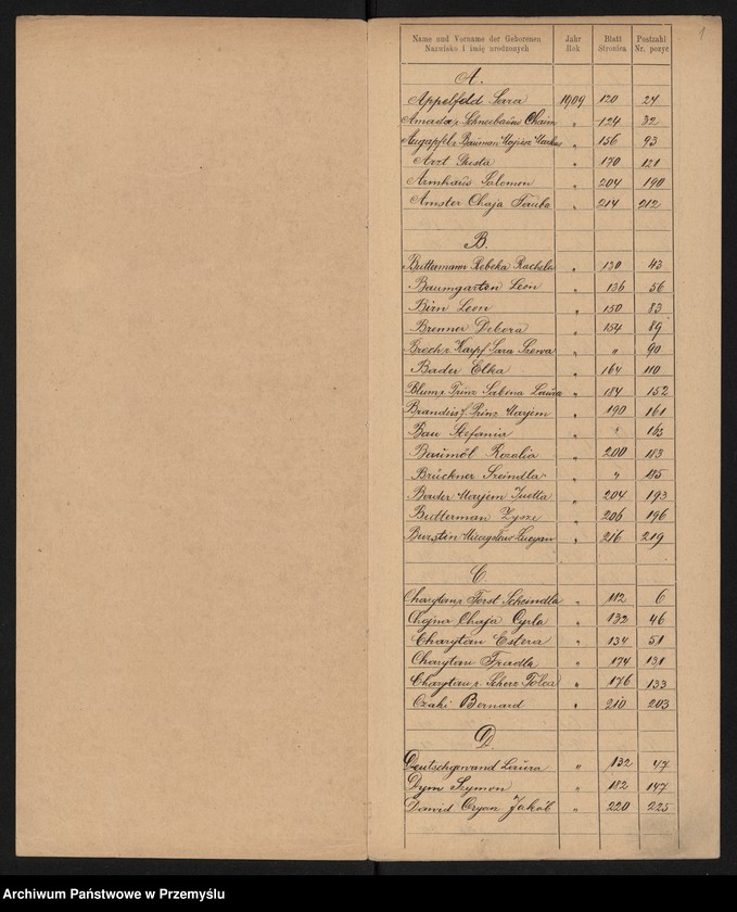image.from.unit.number "Indeks do księgi urodzeń 1909 Tom XIX"