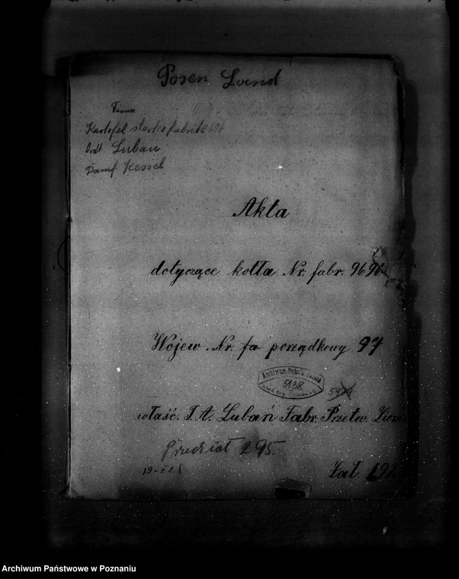 Obraz 4 z jednostki "Fabryka Przetworów Ziemniaczanych w Luboniu powiat poznański Spółka Akcyjna Nr woj. 97"