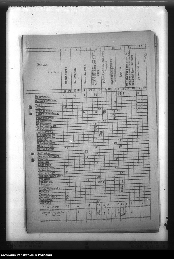 Obraz 13 z jednostki "Nachweisung von übertragbaren Krankheiten im Regierungsbezirk Ziehenau"