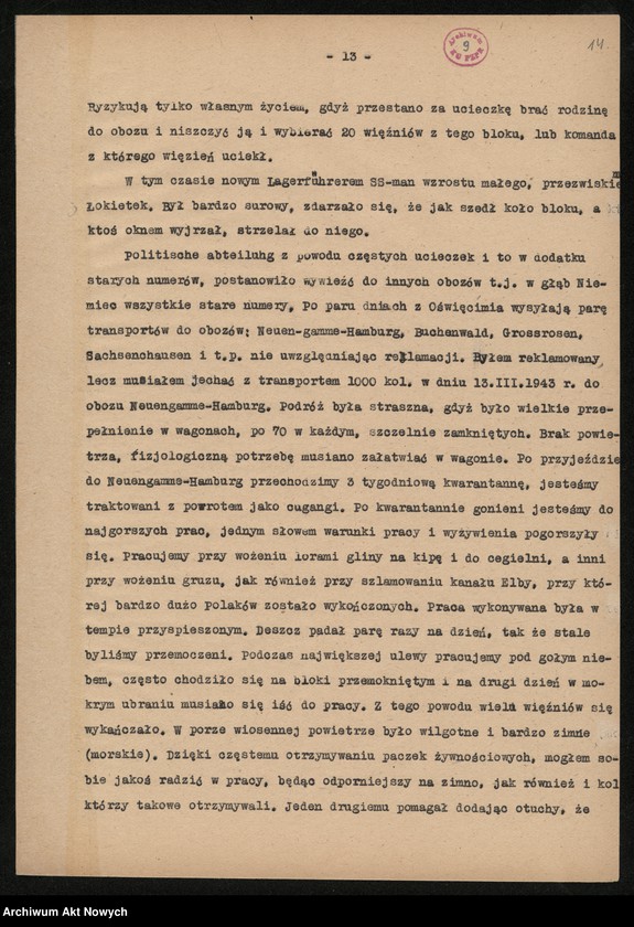 image.from.unit.number "Wspomnienia więźniów:  Kania Roman /Buchenwald/, Karcz Jan /więzienie na Montelupich w Krakowie, Oświęcim, Neuengamne-Hamburg/, Kwapiniewicz Romuald /Pawiak-Majdanek, Buchenwald, Flosburg/, Marcinkiewicz Józef /Balsen/, Leja Józef /Majdanek, Dachau/ Pluciński Stefan /Oświęcim/, Rajzman Samuel /Ghetto w Warszawie, Treblinka/, Ryś K. M. /Majdanek/."