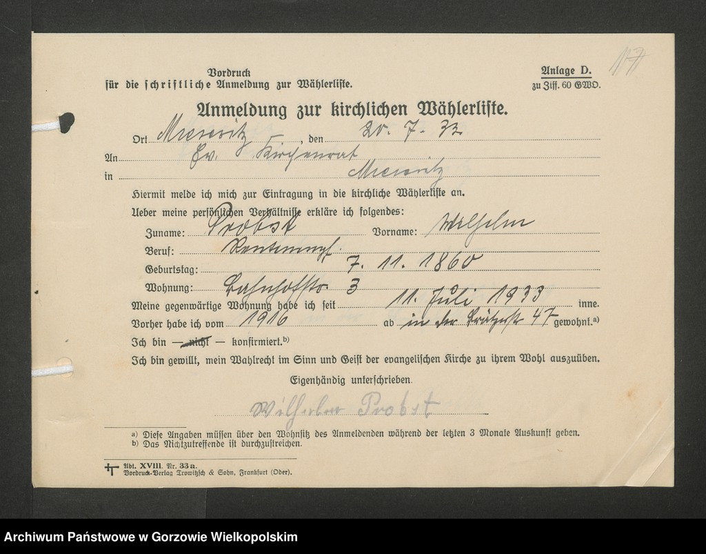 Obraz 20 z jednostki "Anmeldungen zur Wählerliste. Band II"