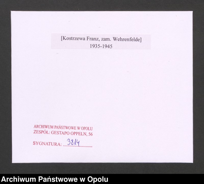 Obraz 2 z jednostki "[Kostrzewa Franz, zam. Wehrenfelde]"
