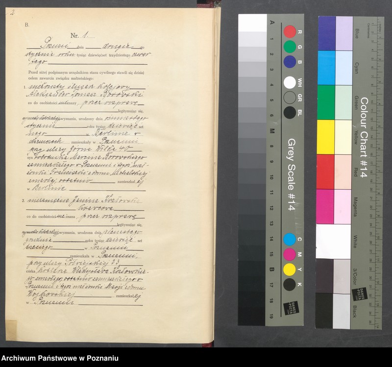 Obraz 3 z jednostki "Księga miejscowa małżeństw tom I [Rejestr główny małżeństw]"