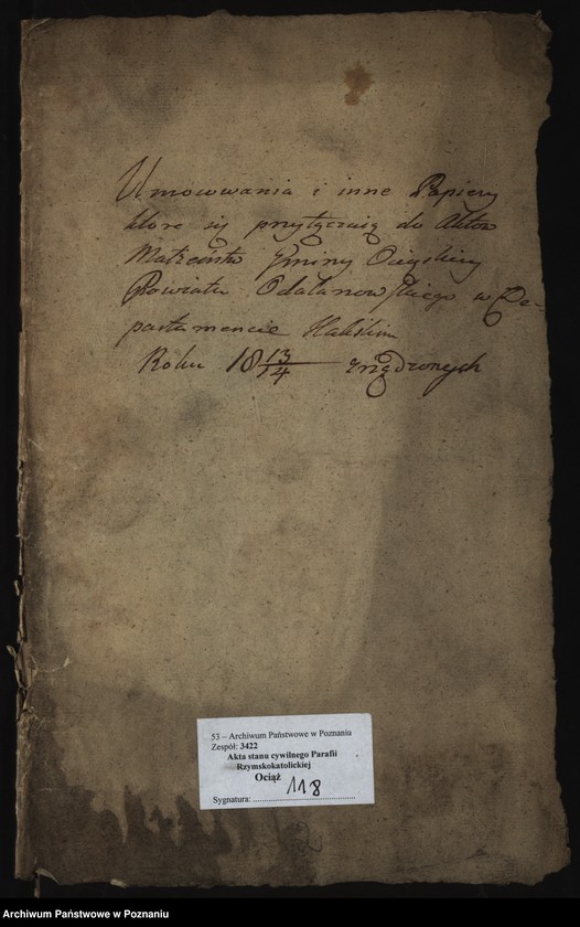 image.from.team "Akta stanu cywilnego Parafii Rzymskokatolickiej Ociąż (pow. ostrowski)"