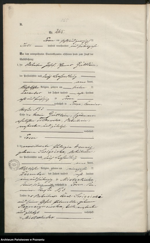 Obraz 17 z jednostki "Księga miejscowa małżeństw tom II [Rejestr główny małżeństw]"