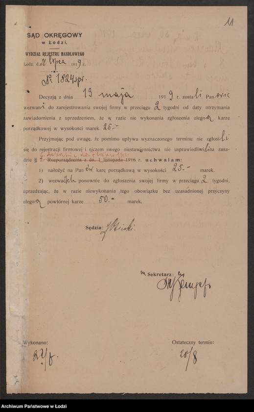 Obraz 13 z jednostki "Maks Reichstern, Maurycy Landan- fabrykacja i sprzedaż materiałów wełnianych i półwełnianych"