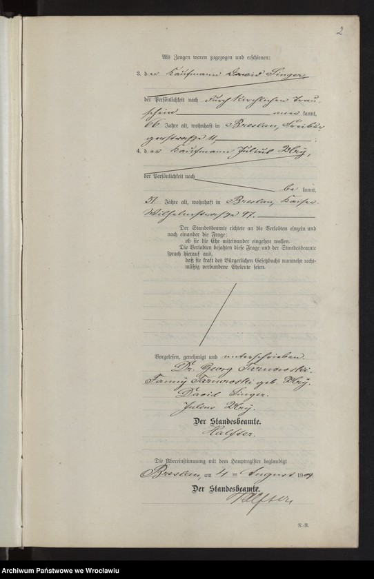 image.from.unit.number "Heiraths-Haupt-Register Breslau II 1909 Band 4"