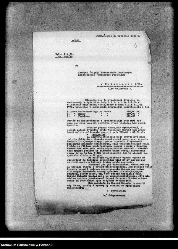 Obraz 7 z jednostki "Sprawa sporna - Zjednoczenie Zawodowe Polskie c/a Bączkowski- akta procesowe"