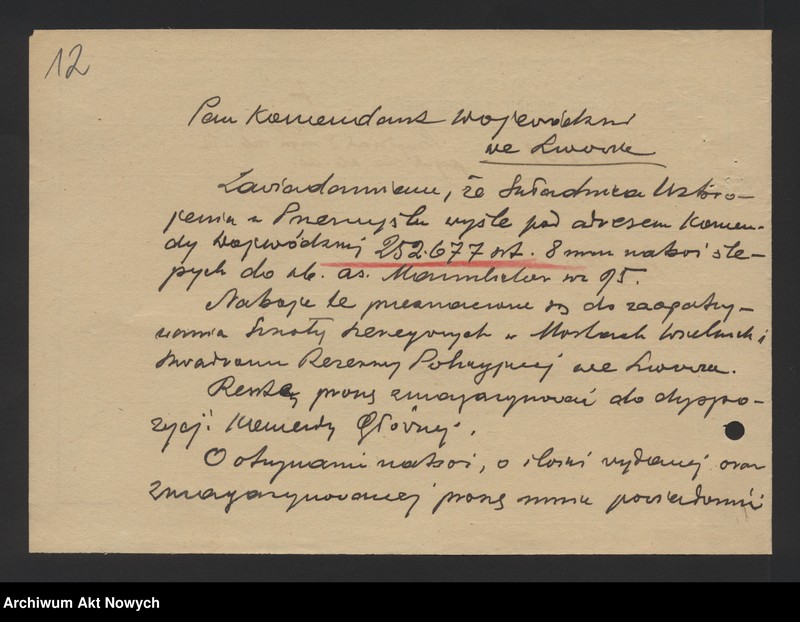 image.from.unit.number "Ewidencja broni i amunicji w jednostkach Policji Państwowej. Wykazy, korespondencja"