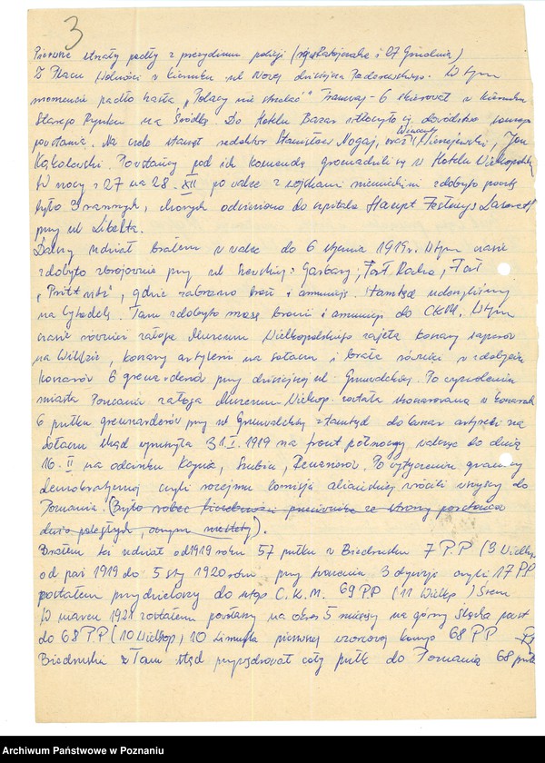 Obraz 13 z jednostki "Relacje i wspomnienia dotyczące powstania wielkopolskiego: 1. Poznań, część lll /autorzy relacji - N/."