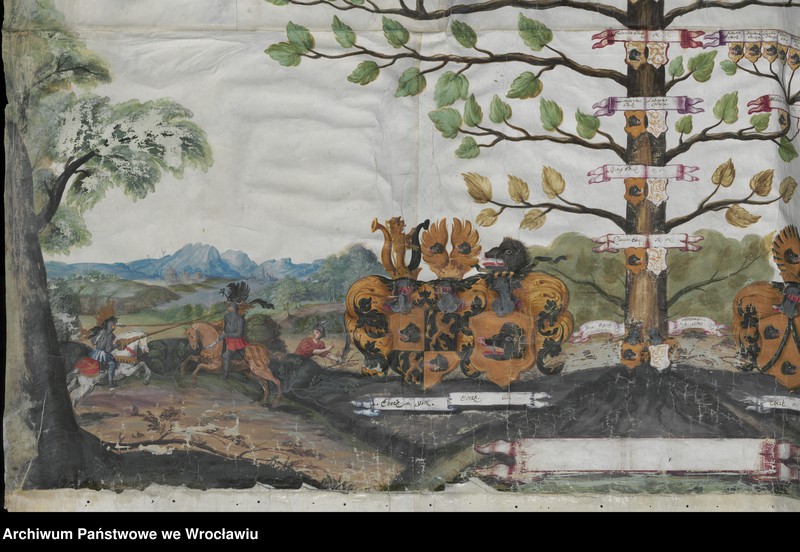 Obraz 8 z jednostki "[Herby, drzewa genealogiczne różnych rodów- von Geusau, von Gersdorff, von Rade, von Heynitz-Lindau, von Vechtnitz, von Wiedebach, von Globio, von Haugwitz, von Steding, von Winkel, von Langenau, von Wallis, von Erdmannsdorf, von Hagen, von Granach, von Schönburg-Waldenburg, von Arenstadt, von Finger]"