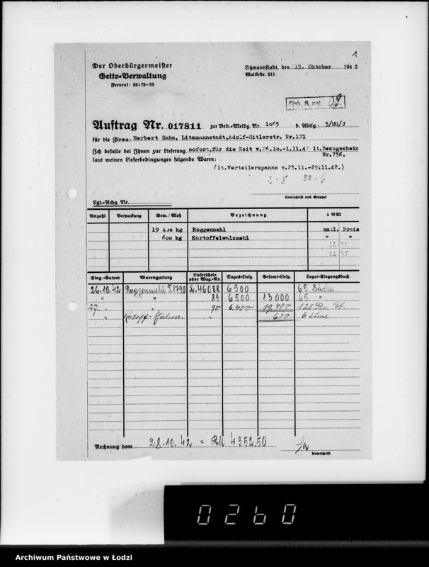 Obraz 5 z jednostki "Aufträge, [Lieferscheinen und Rechnungen] 17811-17860 [Dostawa żywności do Getta]"