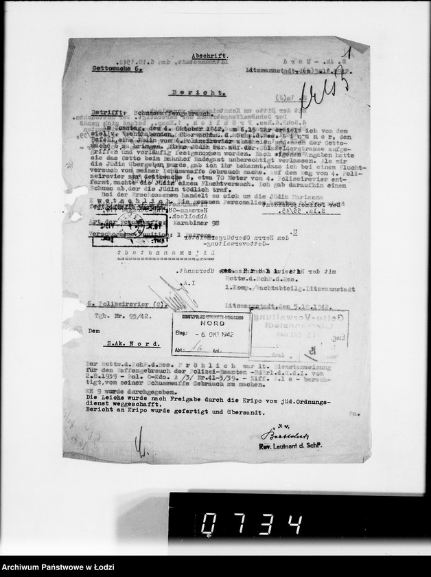 Obraz 5 z jednostki "Berichte der Polizei und Kripo [o zastrzeleniu Żydów uciekających z Getta i zatrzymaniu przemytników]"