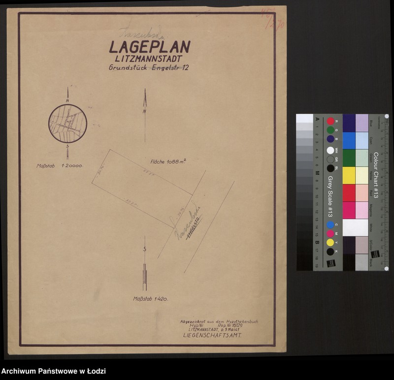 Obraz 1 z jednostki "Lageplan Litzmannstadt Grundstück Engelstrasse 12"