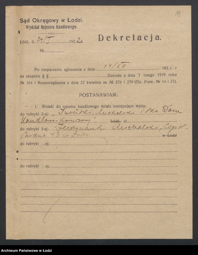 Obraz 20 z jednostki "Jan Nieniewski, Wincenty Nieniewski, Jerzy Iwiński – Dom handlowo-komisowy „Nieniewscy i Iwiński”"