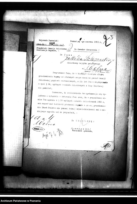 Obraz 7 z jednostki "Kaucja dzierżawna majątku państwowego Wełna"