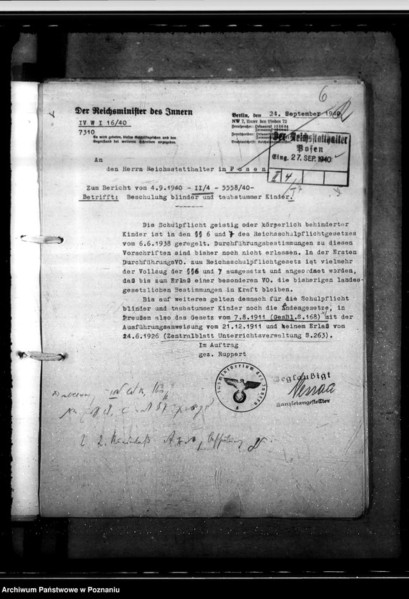 Obraz 10 z jednostki "Beschulung von Kindern in Erziehungsanstalten. Beschulung blinder und taubstummer Kinder."