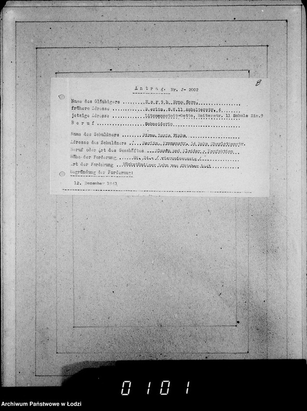 Obraz 12 z jednostki "J 2001-2020 [Wnioski Żydów z Getta o zwrot należności za towar wzięty na kredyt]"