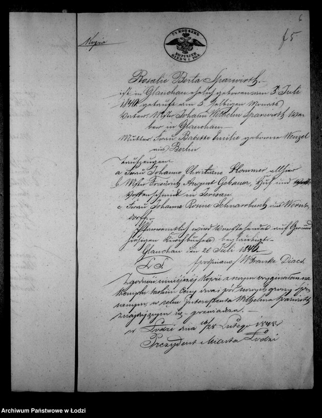 Obraz 10 z jednostki "Akta tyczące się ustanowienia opieki nad nieletnimi dziećmi po Emilii z Wangerów Sparwart"