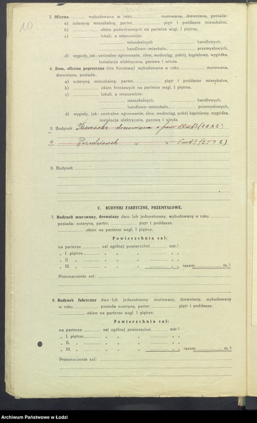 Obraz 12 z jednostki "Księga inwentarzowa nieruchomości m. Łodzi ul. Leśna"