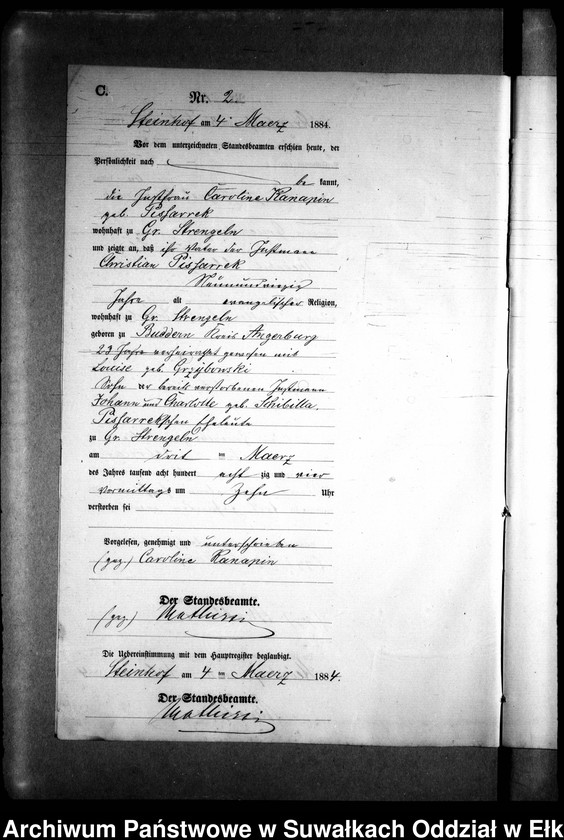 image.from.unit.number "Sterbe-Neben-Register des Preussischen Standes-Amtes Gr. Strengeln Kreis Angerburg"