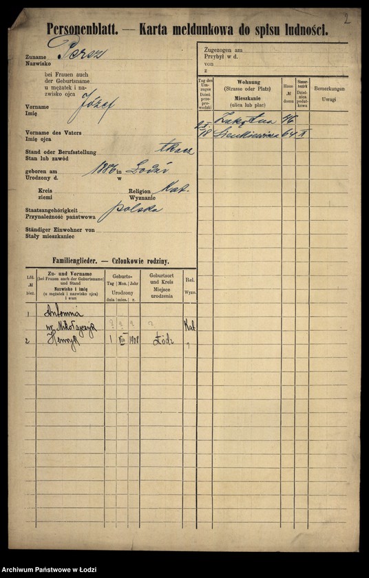 Obraz 4 z jednostki "[Spis ludności Łodzi] Persz-Petrykowski"