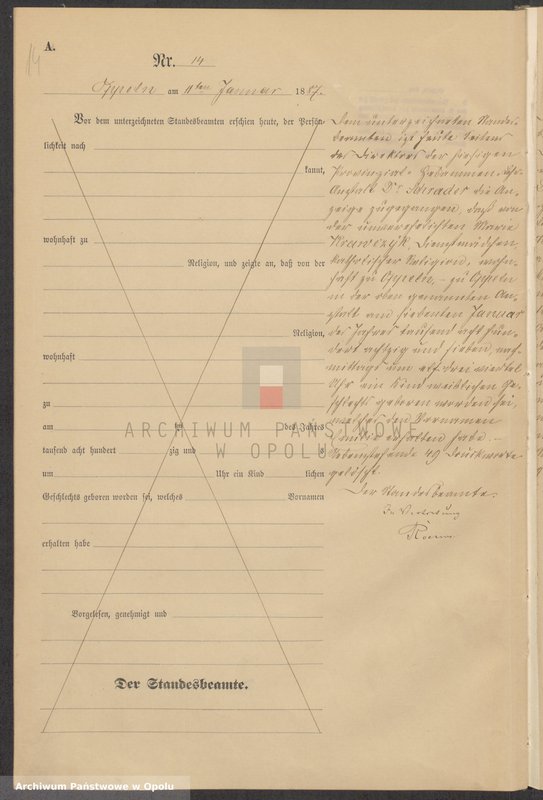 Obraz 18 z jednostki "Urząd Stanu Cywilnego w Opolu 1887 Rejestr Urodzeń Księga Miejscowa Nr 1 do 331"