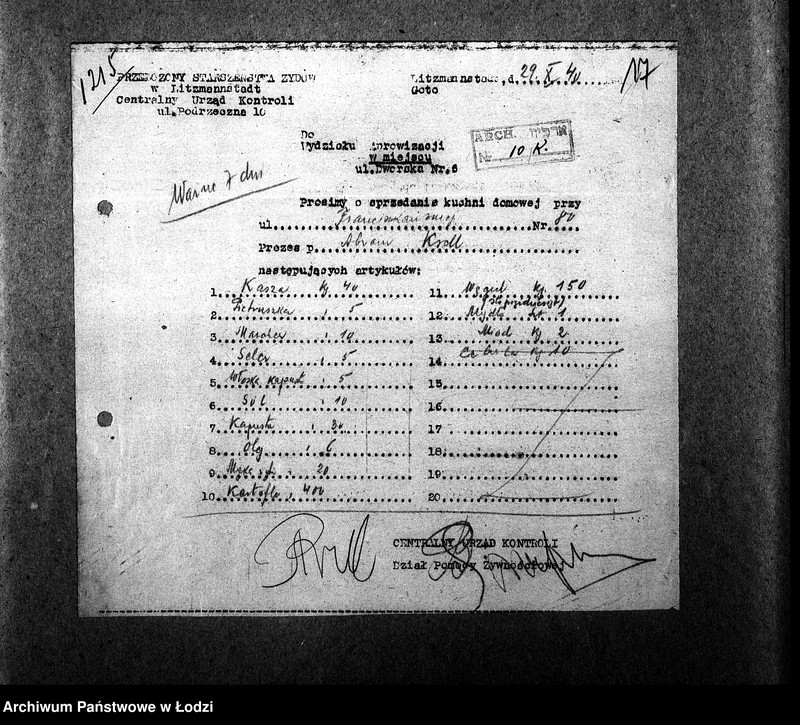 Obraz 20 z jednostki "[Kuchnia przy ul. Franciszkańskiej 80. Działalność kuchni, personel, konsumenci, kontrole]"