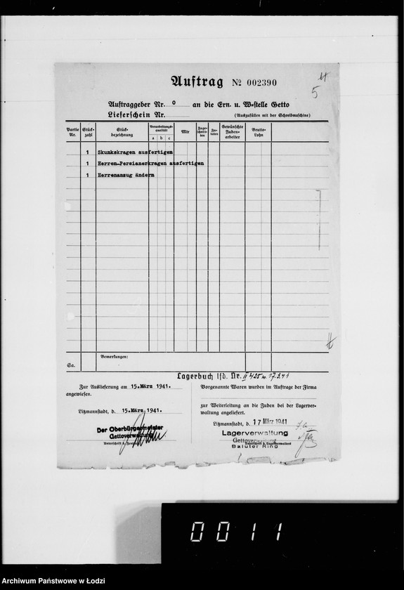 Obraz 9 z jednostki "Kürschnerei. [Zamówienia, rachunki i świadectwa dostaw]"