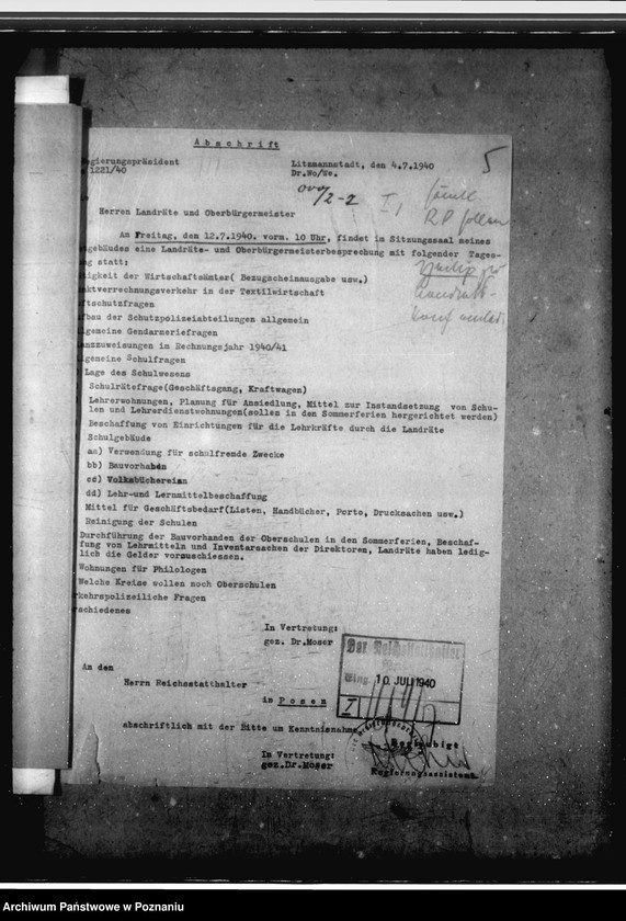 Obraz 9 z jednostki "Konferencje z landratami - korespondencja, porządki obrad"