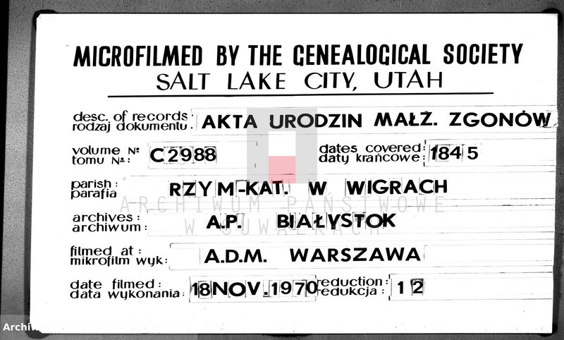 image.from.unit.number "Księga duplikat akt urodzonych, zaślubionych i zgonów w parafii wigierskiej"
