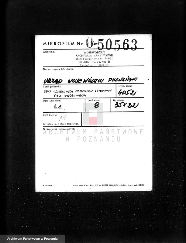 Obraz 2 z jednostki "Spis udzielonych pozwoleń kotłowych pow. Wolsztyn"