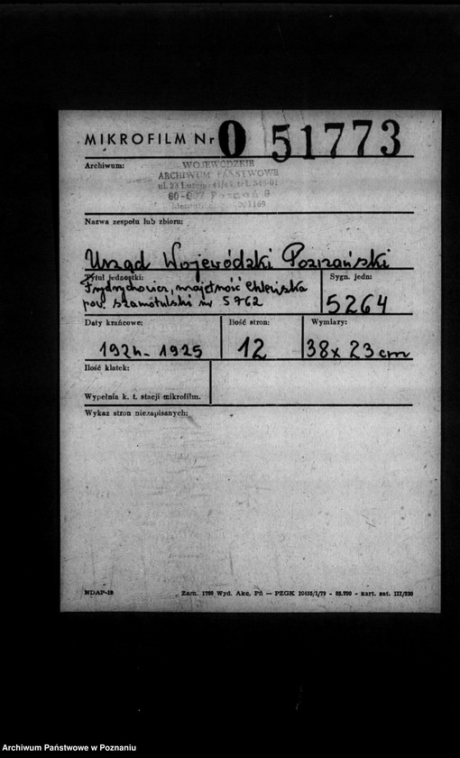 Obraz 2 z jednostki "Frydrychowicz, majętność Chlewiska powiat szamotulski nr 5762"