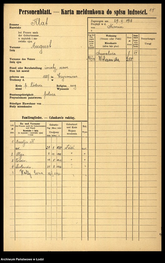 Obraz 17 z jednostki "[Spis ludności Łodzi] Klarowski - Klekotek"