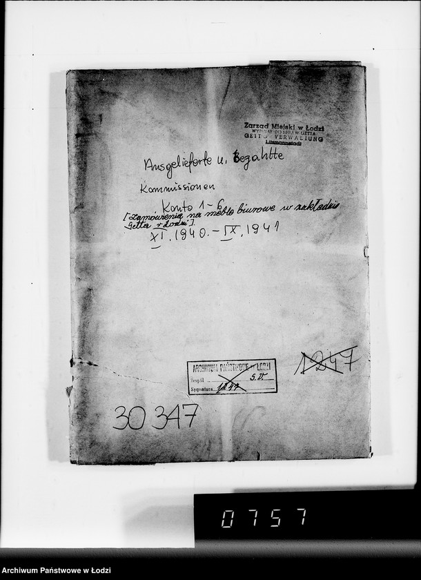 Obraz 4 z jednostki "Ausgelieferte und bezahlte Kommisionen Konto 1-6. [Wnioski na meble biurowe w zakładzie Getta w Łodzi]"