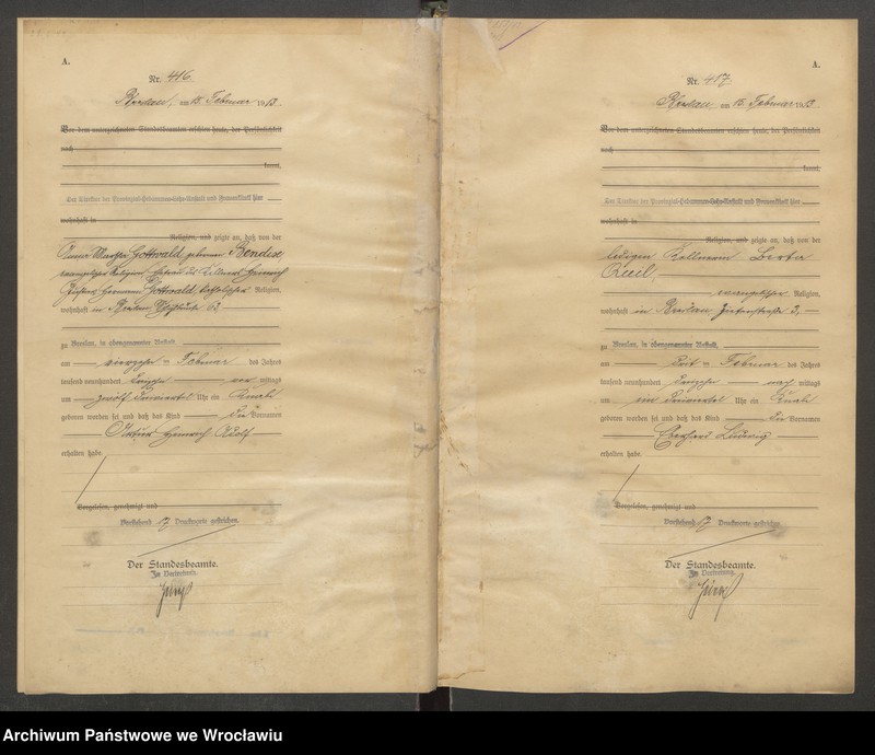 image.from.unit.number "Geburts-Haupt-Register Breslau IV 1913 Band 2"