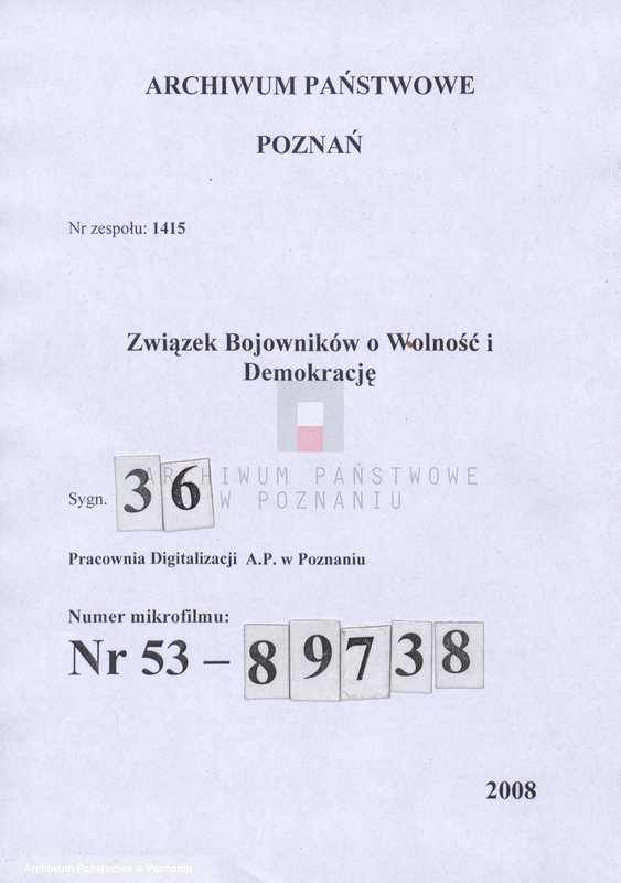 Obraz 1 z jednostki "Regulaminy dla Komisji Rewizyjnych: Głównej, Okręgowych, Powiatowych i Kół Związku Bojowników o Wolność i Demokrację."