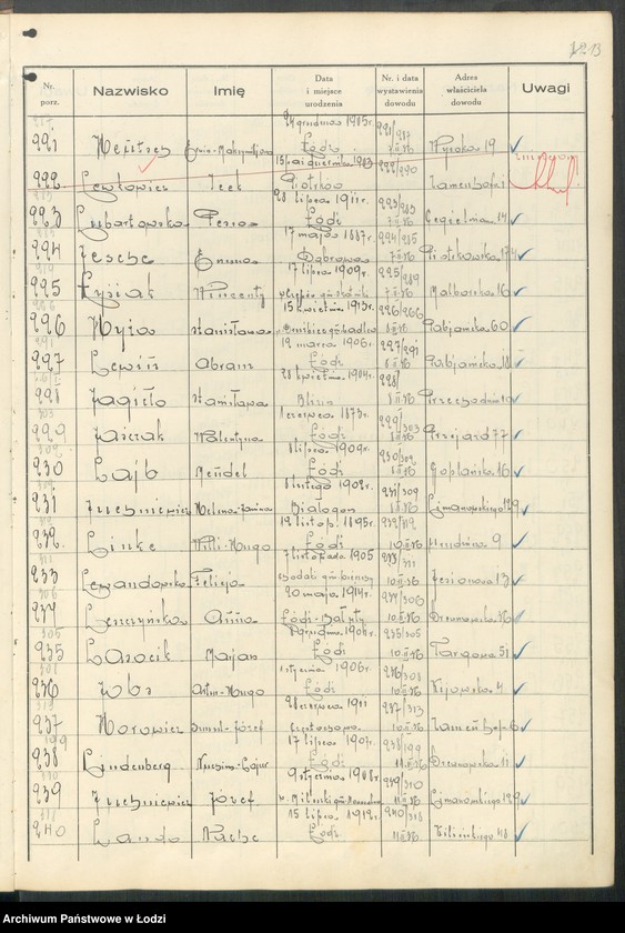 image.from.unit.number "Ewidencja dowodów osobistych wydanych przez Zarząd Miejski w Łodzi, zespół nr 3 [- nazwiska na litery Ch, H, I, J, L, Ł]"