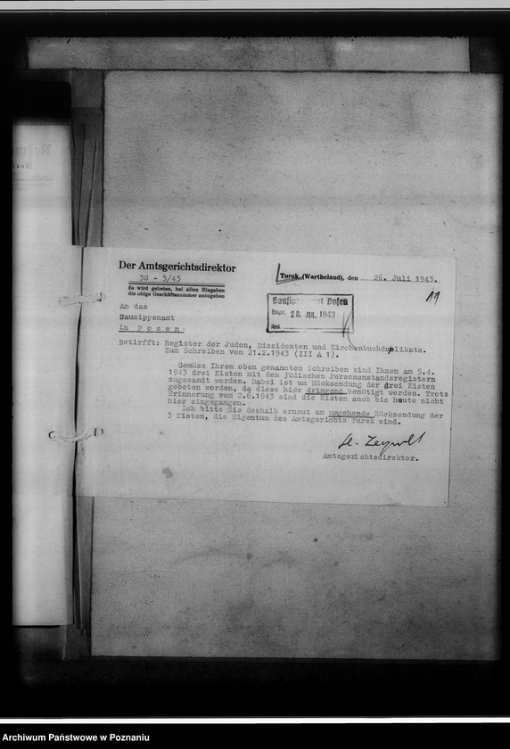 Obraz 15 z jednostki "Register der Juden, Dissidenten und Kirchenbuchduplikate, Pfarrarchive und Kirchenbücher [dotyczy terenu województwa łódzkiego]"