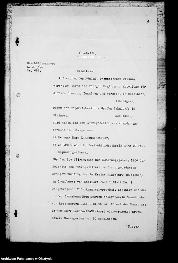 image.from.unit.number "/Korrespondenz des Justitzrats Dr. Loewenfeld- Berlin mit den Gläubigern des Gfen u. ihm selbst in sachen der Zwangsverwaltung von Steinort etc/"