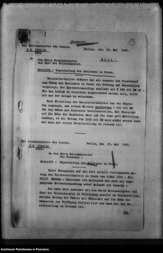 Obraz 17 z jednostki "Umbau des Schlosses Posen"