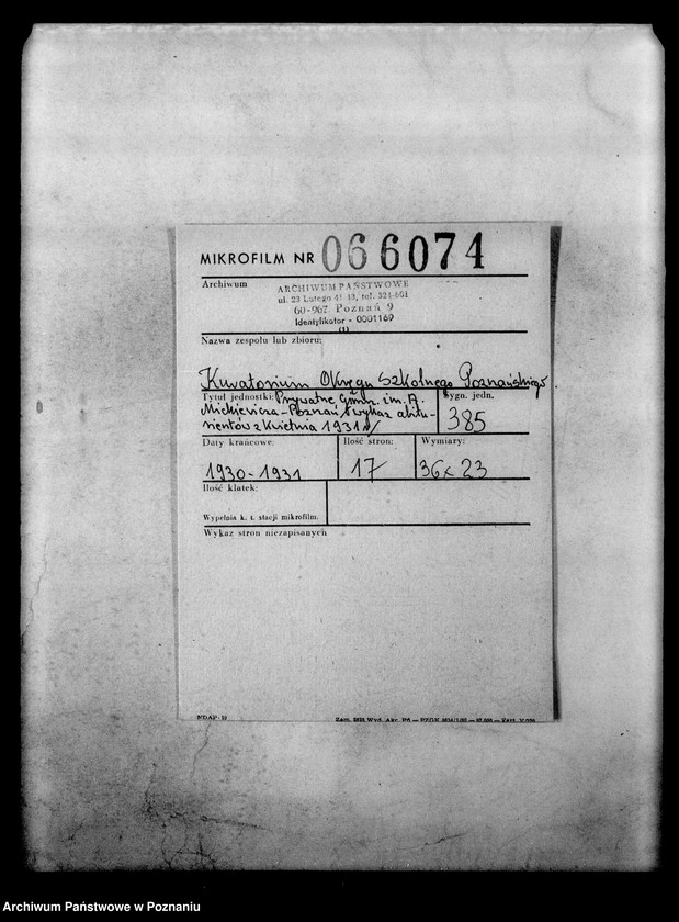 Obraz 2 z jednostki "Prywatne Gimnazjum imienia Adama Mickiewicza - Poznań [wykaz abiturientów z kwietnia 1931 roku]"