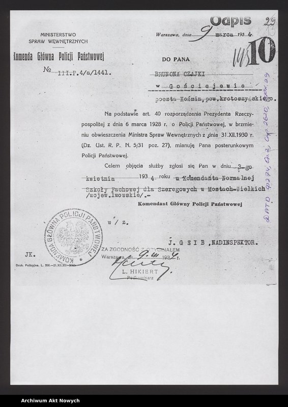 image.from.unit.number "Akta osobowe policjanta z województwa tarnopolskiego - Czajka Brunon"