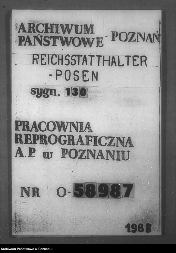 Obraz 1 z jednostki "Organisation und Führung der Registraturen bei der Behörde des Reichsstatthalters im Reichsgau Wartheland"