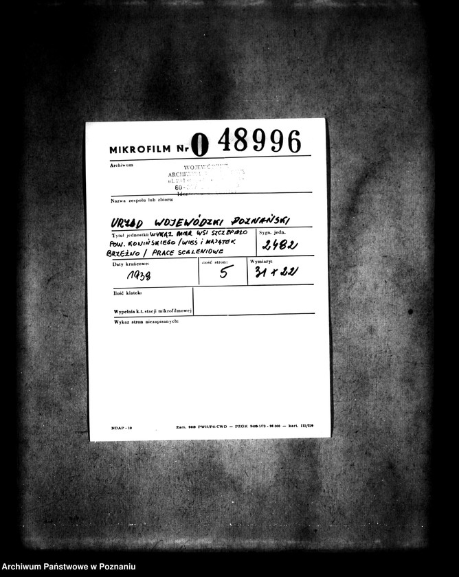 Obraz 2 z jednostki "Wykaz miar wsi Szczepidło powiatu konińskiego /wieś i majątek Brzeźno/ prace scaleniowe/"