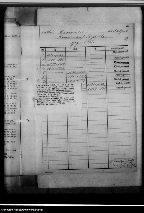 image.from.unit.number "Kreissippenamt Dietfurt [Żnin, wykazy ksiąg ewangelickich i katolickich]"