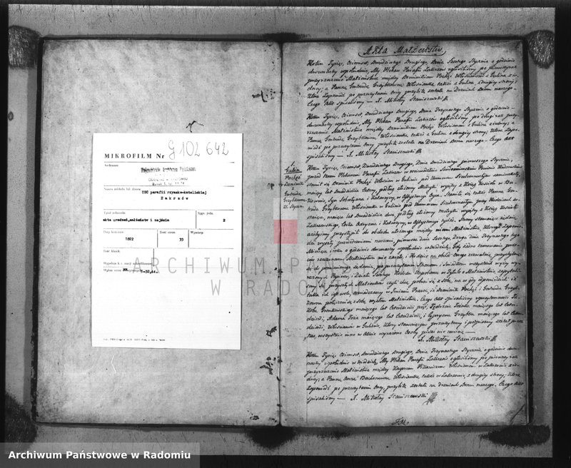 image.from.unit.number "Akta Cywilne Małżeństw, Urodzeń i Zejścia w Parafii Zakrzów R-u 1822"