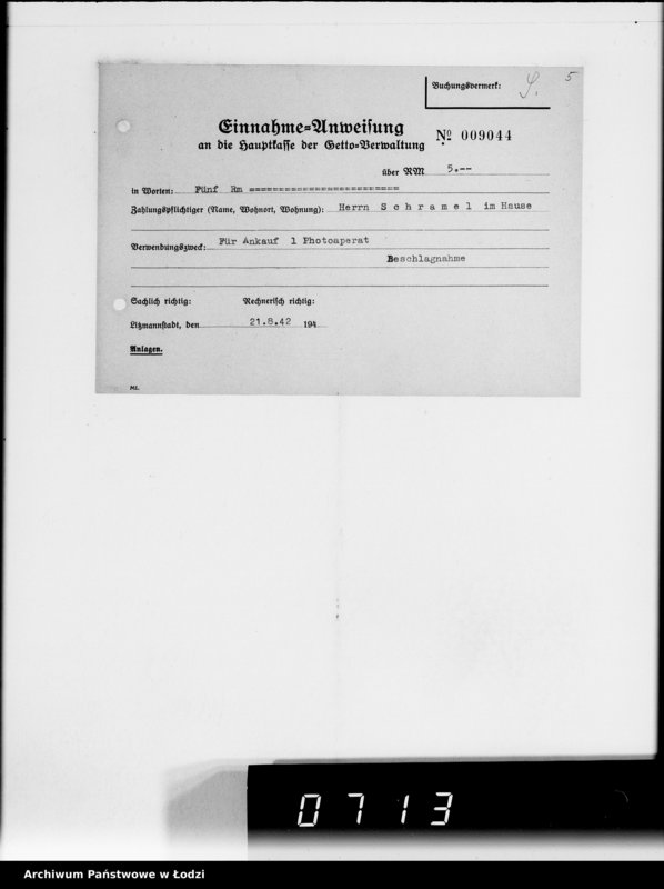 Obraz 9 z jednostki "Einnahme Anweisungen Sonderkonto"