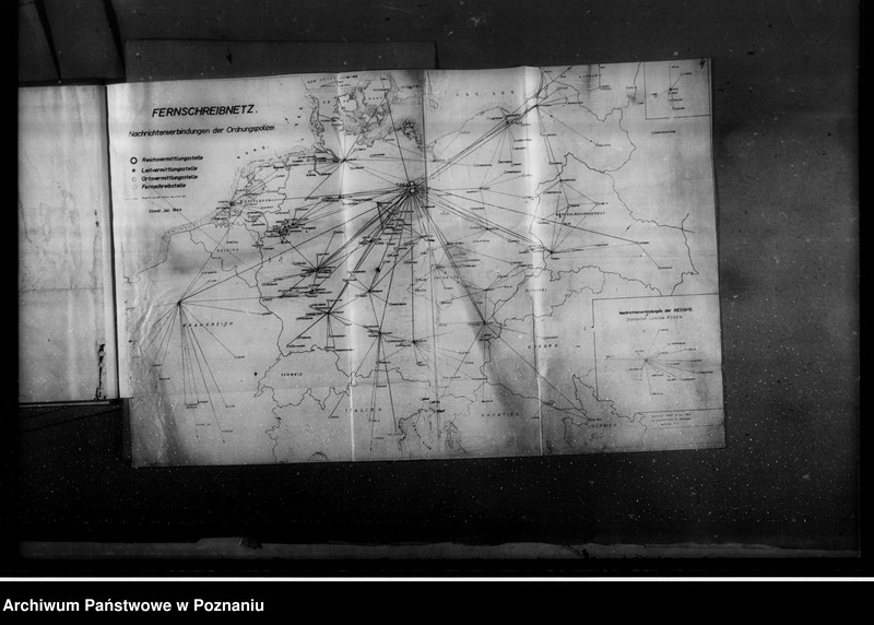 Obraz 8 z jednostki "Schemat połączeń telefonicznych i telegraficznych urzędu, namiestnika oraz mapa tego rodzaju połączeń policji porządkowej w Europie"