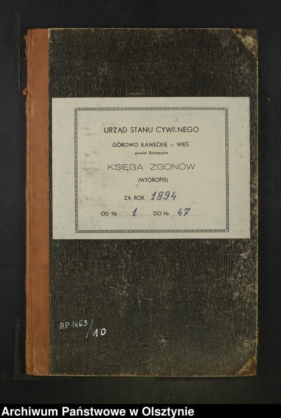 image.from.unit.number "Sterbe-Neben-Register Nr 1 - 47"